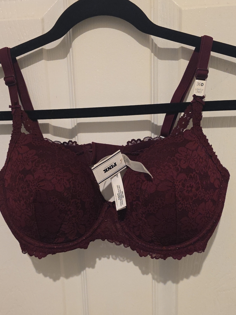 PINK Victoria's Secret Burgundy Lace Underwire Bra